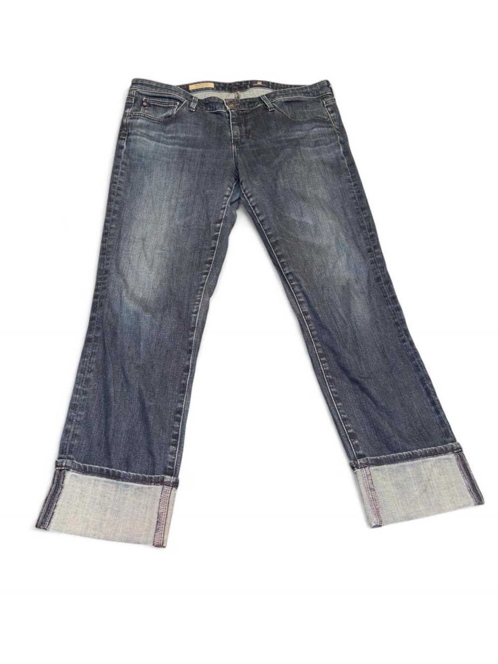 AG Adriano Goldschmied Boyfriend Cuffed Jeans - Dark Blue Wash
